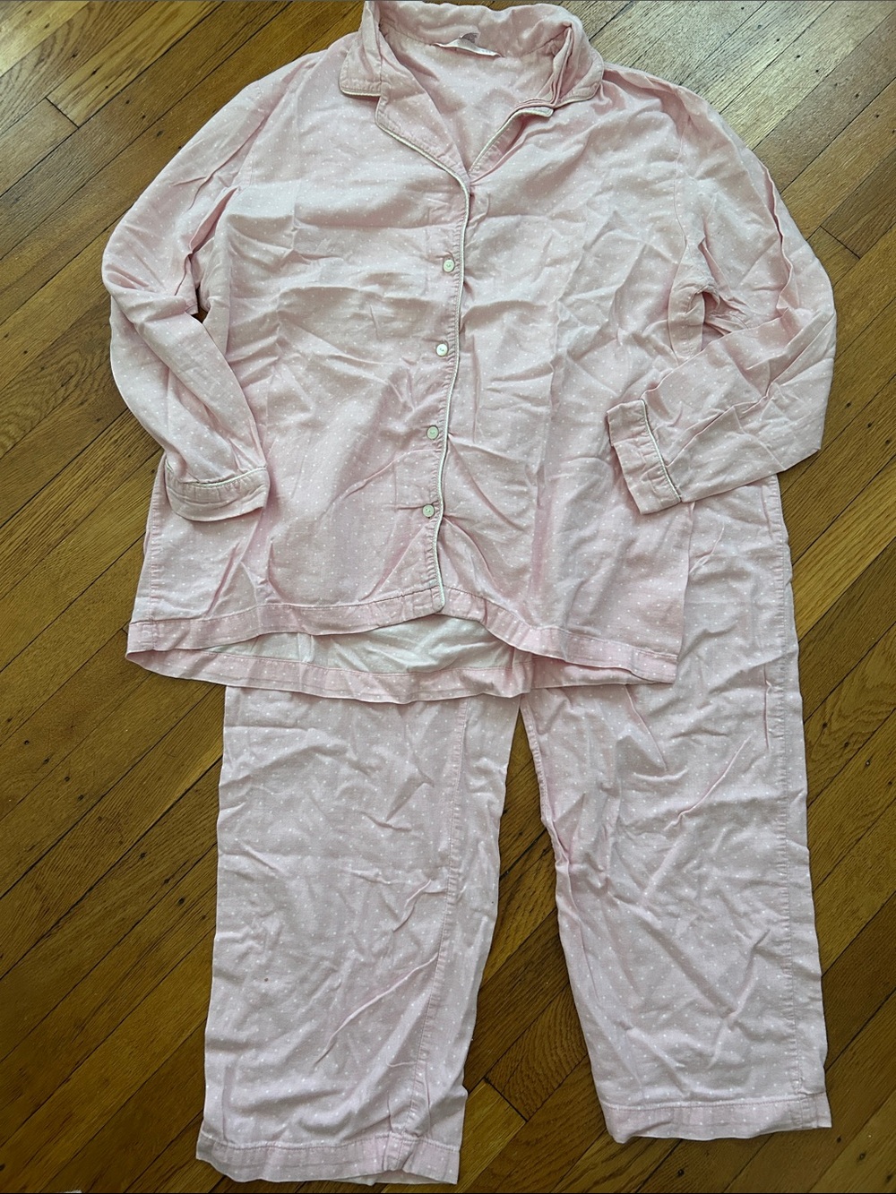 Victoria’s Secret Pink with White Polka Dots Pajama Set size Small